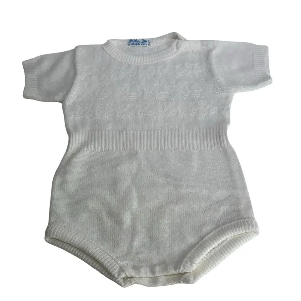 golden gate of california white knit baby Short Sleeve Snap Button